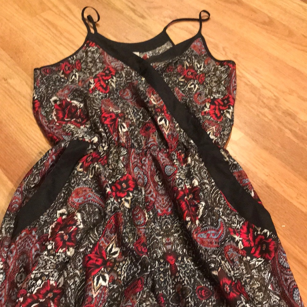 Black and red floral jumpsuit